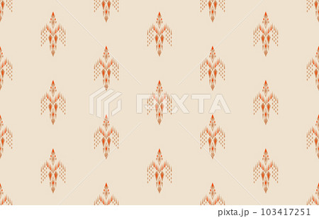 Ethnic abstract ikat art. Seamless pattern in tribal, folk embroidery, and Mexican style. Aztec geometric art ornament print. Design for carpet, wallpaper, clothing, wrapping, fabric, cover, textile. 103417251