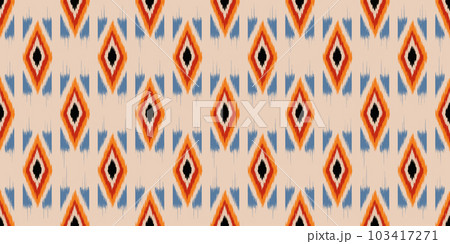 Ethnic abstract ikat art. Seamless pattern in tribal, folk embroidery, and Mexican style. Aztec geometric art ornament print. Design for carpet, wallpaper, clothing, wrapping, fabric, cover, textile. 103417271