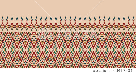 Ethnic abstract ikat art. Seamless pattern in tribal, folk embroidery, and Mexican style. Aztec geometric art ornament print. Design for carpet, wallpaper, clothing, wrapping, fabric, cover, textile. 103417304