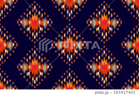 Ethnic abstract ikat art. Seamless pattern in tribal, folk embroidery, and Mexican style. Aztec geometric art ornament print. Design for carpet, wallpaper, clothing, wrapping, fabric, cover, textile. 103417401
