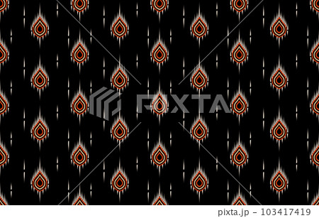 Ethnic abstract ikat art. Seamless pattern in tribal, folk embroidery, and Mexican style. Aztec geometric art ornament print. Design for carpet, wallpaper, clothing, wrapping, fabric, cover, textile. 103417419