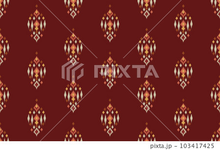 Ethnic abstract ikat art. Seamless pattern in tribal, folk embroidery, and Mexican style. Aztec geometric art ornament print. Design for carpet, wallpaper, clothing, wrapping, fabric, cover, textile. 103417425