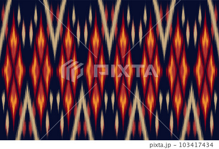 Ethnic abstract ikat art. Seamless pattern in tribal, folk embroidery, and Mexican style. Aztec geometric art ornament print. Design for carpet, wallpaper, clothing, wrapping, fabric, cover, textile. 103417434