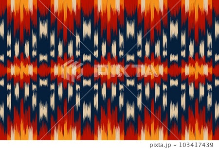 Ethnic abstract ikat art. Seamless pattern in tribal, folk embroidery, and Mexican style. Aztec geometric art ornament print. Design for carpet, wallpaper, clothing, wrapping, fabric, cover, textile. 103417439