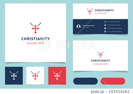 Christianity logo design with editable slogan. Branding book and business card template. 103418262