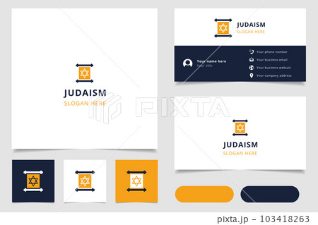 Judaism logo design with editable slogan. Branding book and business card template. 103418263