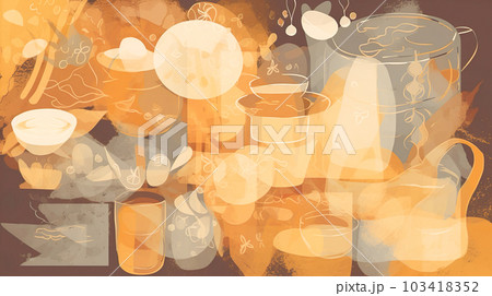 料理イメージの抽象的なイラスト背景「AI生成画像」 103418352