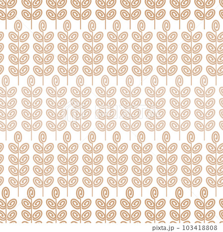 Wheat or barley, endless rye spikelets doodle hand drawn background. Wheat ears texture for bakery goods packaging design, vector illustration 103418808