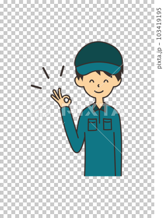 Illustration of a male worker with an OK pose 103419195