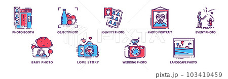 Photography Service and Studio Graphic Icons Vector Set 103419459