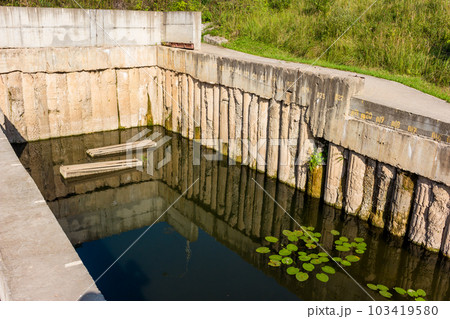 Reinforced concrete structure of the water intake on the river Protva, Russia Reinforced concrete structure of the water intake on the river Protva, Russia 103419580