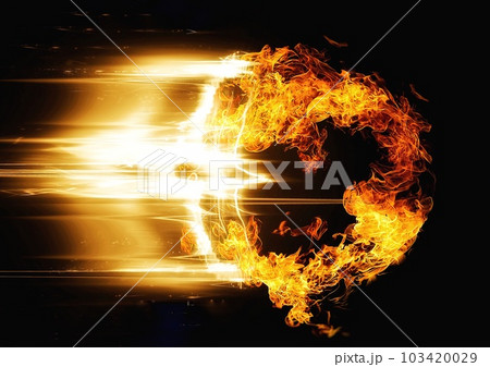 爆発して燃え上がる火の玉の3dイラスト 103420029