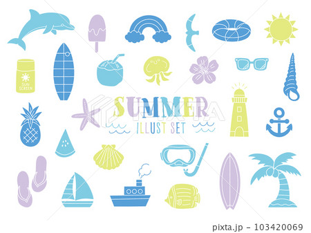 夏の海をイメージした手書きイラスト／ベクター 103420069