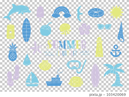 夏の海をイメージした手書きイラスト／ベクター 103420069