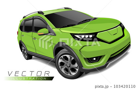 Realistic green sport two tone luxury car set on white metallic background vector 103420110