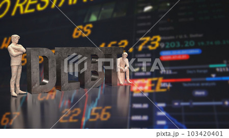 The man figure and debt text for Business concept 3d rendering The man figure and debt text for Business concept 3d rendering 103420401