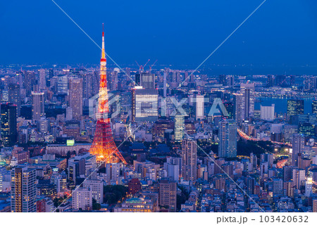 東京・都市風景・東京タワー　夜景 103420632
