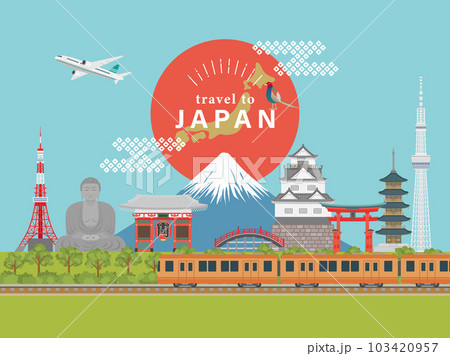 日本の街並みを走る電車 103420957