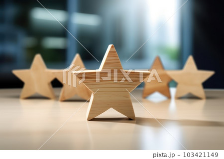 Front view of 5 star shape line up on table...のイラスト素材 [103421149] - PIXTA