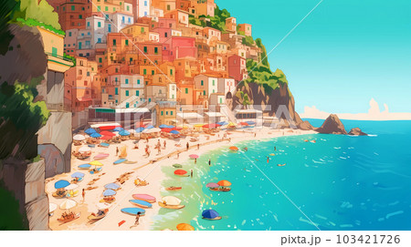 Morning view of the small town of Amalfi on the Mediterranean coast, Italy 103421726