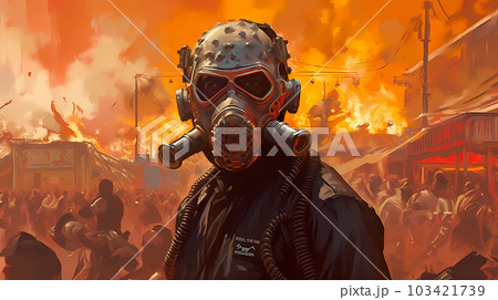 Illustration of the Burning Man Festival in the Black Rock Desert in Nevada, USA Illustration of the Burning Man Festival in the Black Rock Desert in Nevada, USA 103421739