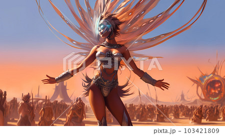 Illustration of the Burning Man Festival in the Black Rock Desert in Nevada, USA Illustration of the Burning Man Festival in the Black Rock Desert in Nevada, USA 103421809