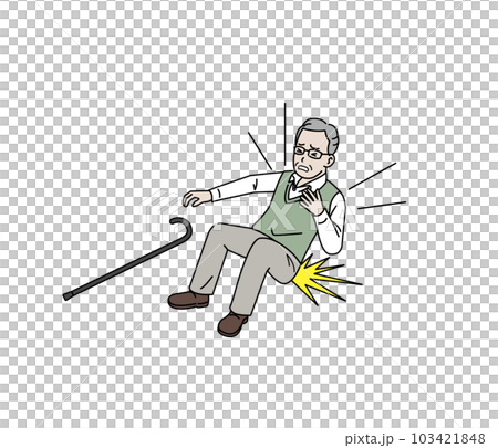 転倒や転ぶ老人、年配の男性 転倒や転ぶ老人、年配の男性 103421848