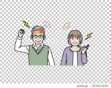 キレる高齢者、怒る老夫婦のイラスト 103421854