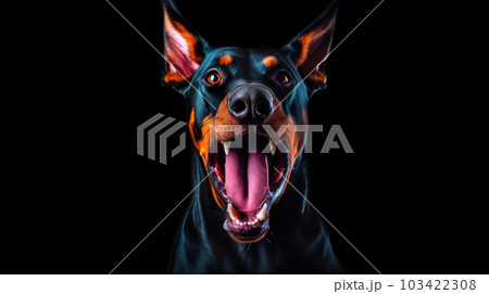 GeneratGenerative ai illustration of  hungry black dobberman 103422308