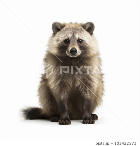 たぬき 白背景 AI生成画像 ジェネレーティブAIのイラスト素材