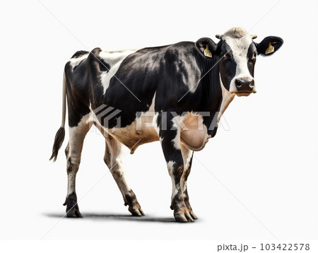牛 （雌牛 乳牛）　白背景　AI生成画像　ジェネレーティブAI 103422578