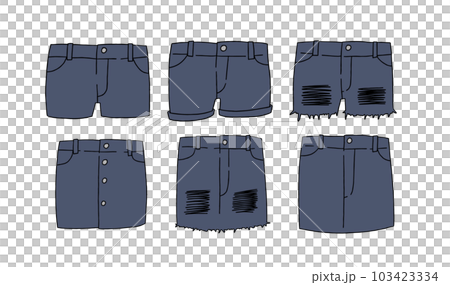 Jeans clothes denim trousers shorts and skirt Vector Image