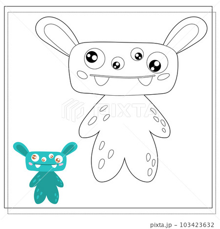 Coloring book for kids, cartoon monsters, aliens. Vector illustration on a white background 103423632