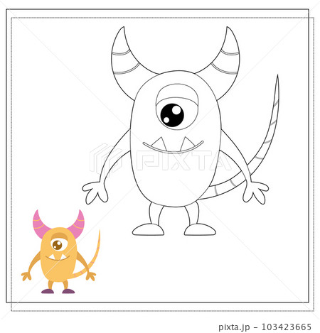 Coloring book for kids, cartoon monsters, aliens. Vector illustration on a white background 103423665