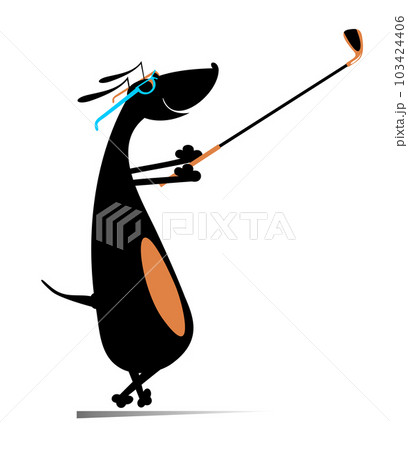 Dog playing golf.  Cartoon dog playing golf 103424406