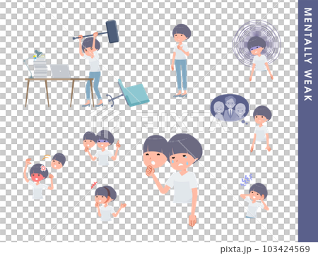 Set of mentally weak T-shirt mash hair woman Set of mentally weak T-shirt mash hair woman 103424569