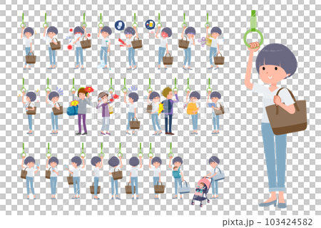 坐火車的T卹混搭頭髮女人套裝 103424582