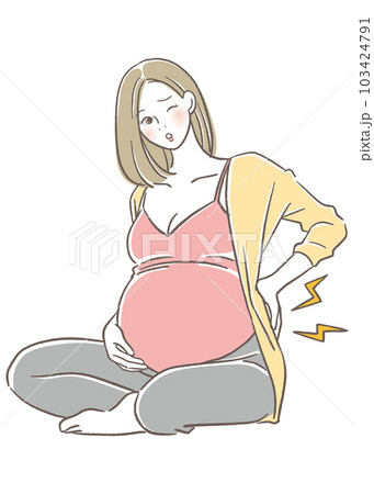 お腹が大きく腰痛になる妊婦 103424791