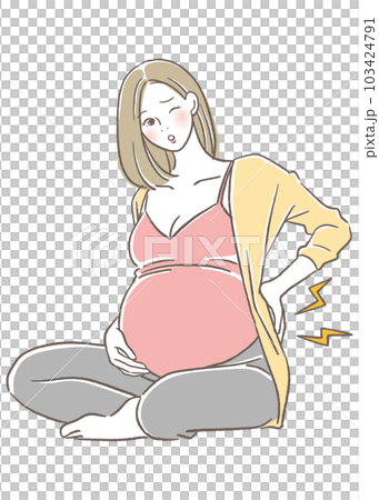 お腹が大きく腰痛になる妊婦 103424791