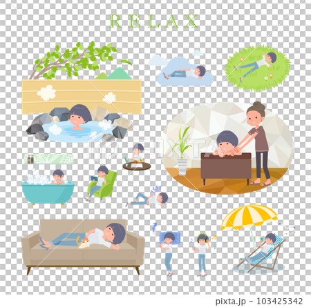 一套 T 卹混搭頭髮女人放鬆 103425342