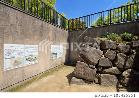 岡山城 築城当時の石垣(岡山県岡山市) 岡山城 築城当時の石垣(岡山県岡山市) 103425551