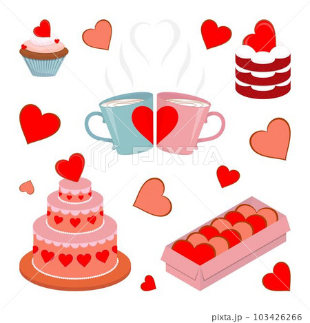 Valentine s day clip art collection. Sweet food. 103426266