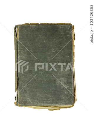 Old damaged book isolated on white background. Top view Old damaged book isolated on white background. Top view 103426868
