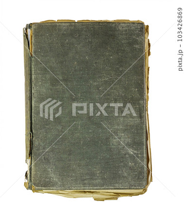 Old damaged book isolated on white background. Top view Old damaged book isolated on white background. Top view 103426869