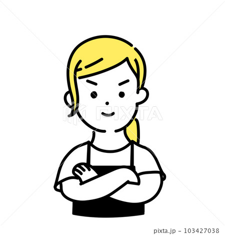 かわいい人物のイラストシリーズ _ 女性の店員_ 自信 103427038