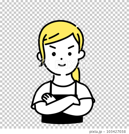 かわいい人物のイラストシリーズ _ 女性の店員_ 自信 103427038
