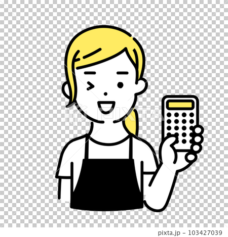 かわいい人物のイラストシリーズ _ 女性の店員_ 計算 103427039