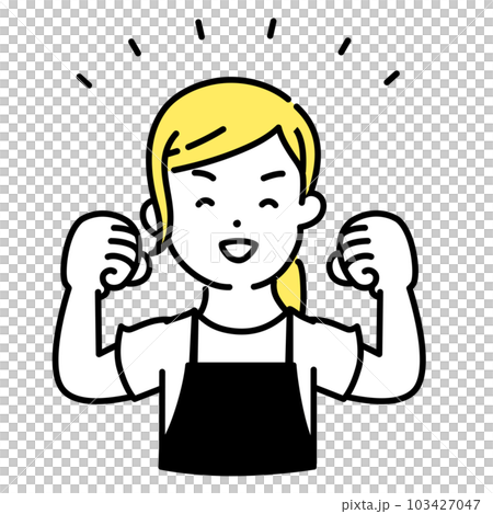 かわいい人物のイラストシリーズ _ 女性の店員_ ガッツポーズ 103427047