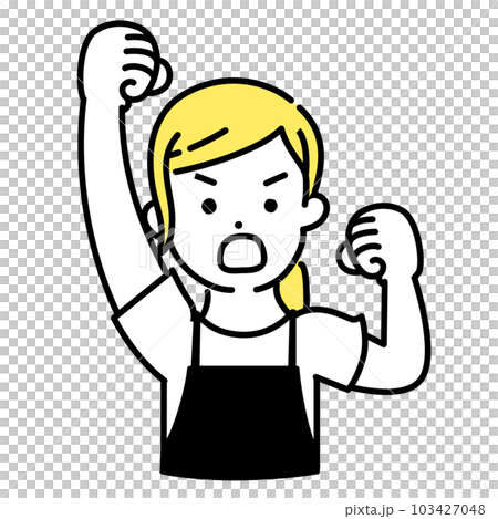 かわいい人物のイラストシリーズ _ 女性の店員_ 抗議 103427048