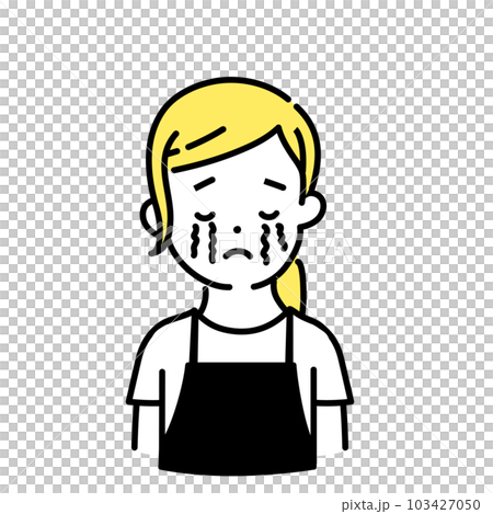 かわいい人物のイラストシリーズ _ 女性の店員_ 泣く 103427050